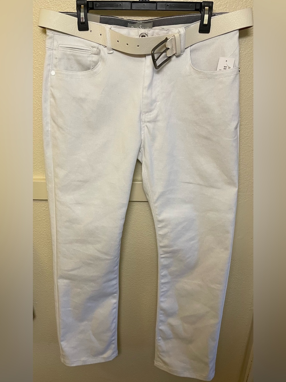 Men's White Straight-Fit Pants